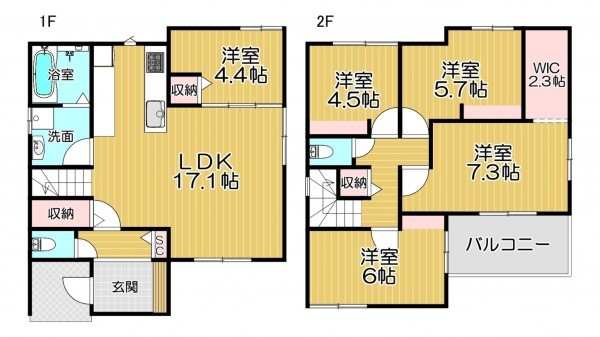 静岡市清水区楠、新築一戸建ての間取り画像です