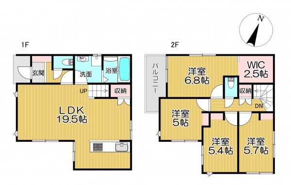 静岡市清水区吉川、新築一戸建ての間取り画像です