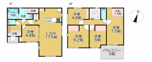 静岡市駿河区中島、新築一戸建ての間取り画像です