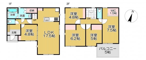 静岡市駿河区中島、新築一戸建ての間取り画像です