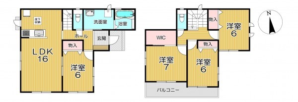 静岡市駿河区小鹿、新築一戸建ての間取り画像です
