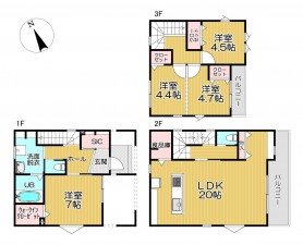 静岡市駿河区みずほ、新築一戸建ての間取り画像です