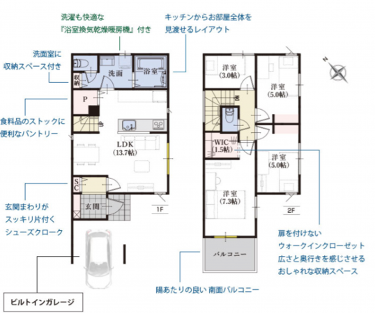 静岡市清水区西久保、新築一戸建ての間取り画像です