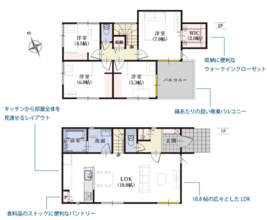 静岡市清水区高橋町、新築一戸建ての間取り画像です