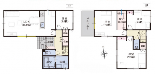 静岡市駿河区向敷地、新築一戸建ての間取り画像です