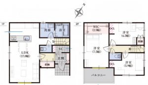 静岡市駿河区中島、新築一戸建ての間取り画像です
