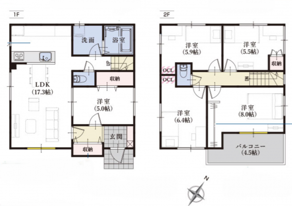 静岡市駿河区中島、新築一戸建ての間取り画像です