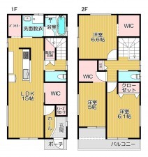 静岡市駿河区宮竹、新築一戸建ての間取り画像です