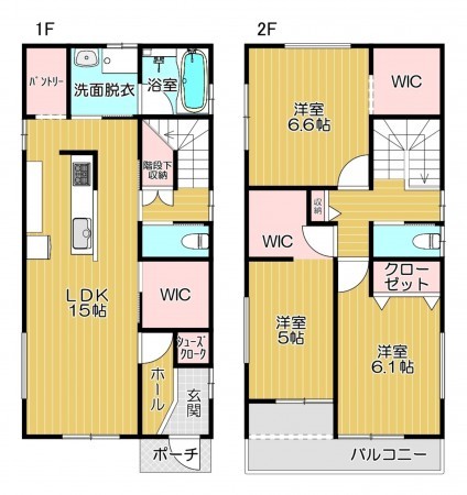 静岡市駿河区宮竹、新築一戸建ての間取り画像です
