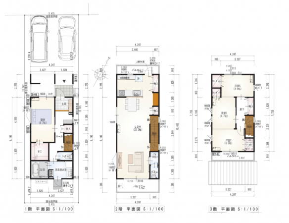 静岡市駿河区八幡、新築一戸建ての間取り画像です