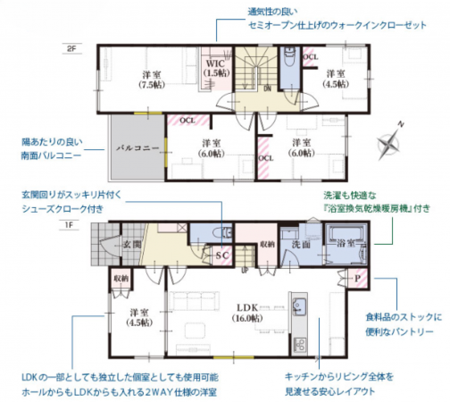 静岡市駿河区下川原、新築一戸建ての間取り画像です