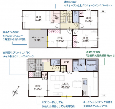 静岡市駿河区下川原、新築一戸建ての間取り画像です