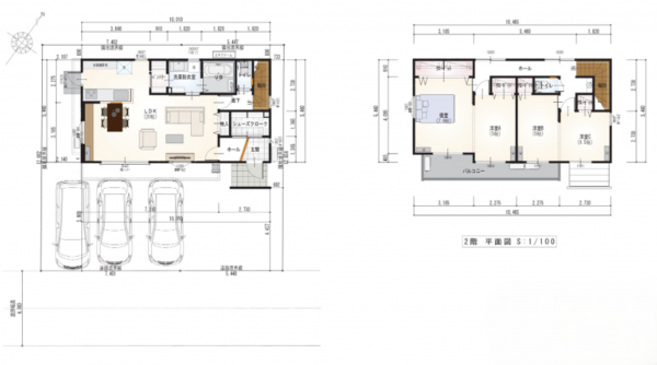静岡市駿河区新川、新築一戸建ての間取り画像です