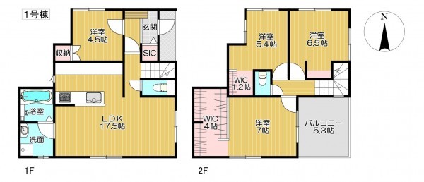 静岡市清水区折戸、新築一戸建ての間取り画像です