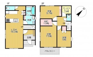静岡市清水区駒越中、新築一戸建ての間取り画像です