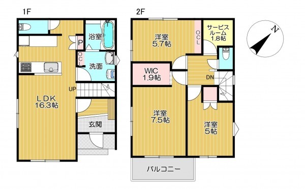 静岡市清水区駒越中、新築一戸建ての間取り画像です