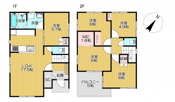 静岡市清水区駒越中、新築一戸建ての間取り画像です