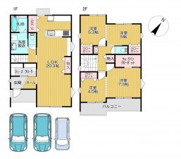 静岡市清水区木の下町、新築一戸建ての間取り画像です