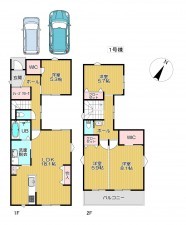 静岡市清水区追分、新築一戸建ての間取り画像です