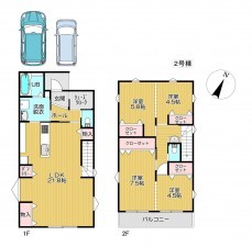 静岡市清水区追分、新築一戸建ての間取り画像です