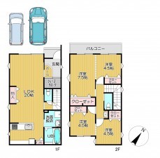 静岡市駿河区石田、新築一戸建ての間取り画像です
