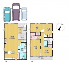 静岡市駿河区有明町、新築一戸建ての間取り画像です