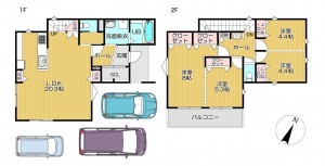 静岡市駿河区八幡、新築一戸建ての間取り画像です