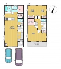 静岡市駿河区さつき町、新築一戸建ての間取り画像です