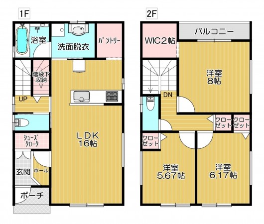 静岡市駿河区高松、新築一戸建ての間取り画像です