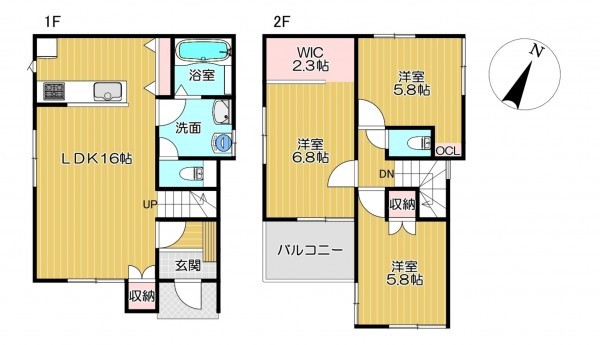 静岡市駿河区東新田、新築一戸建ての間取り画像です