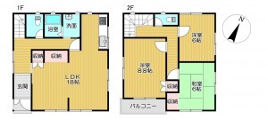 静岡市駿河区下川原、中古一戸建ての間取り画像です