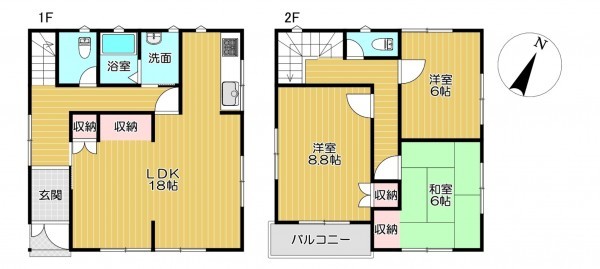 静岡市駿河区下川原、中古一戸建ての間取り画像です