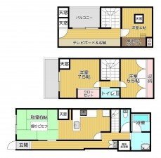 静岡市葵区東鷹匠町、中古一戸建ての間取り画像です