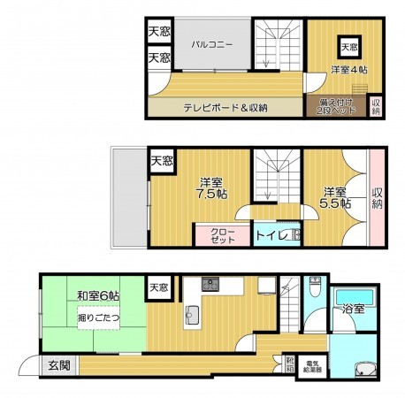 静岡市葵区東鷹匠町、中古一戸建ての間取り画像です