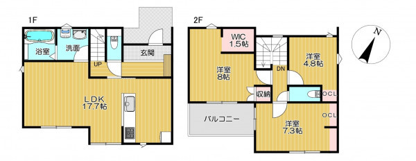 静岡市清水区弥生町、新築一戸建ての間取り画像です