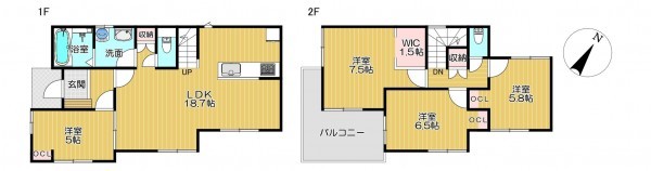 静岡市駿河区登呂、新築一戸建ての間取り画像です