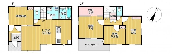 静岡市駿河区登呂、新築一戸建ての間取り画像です