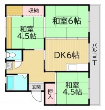 静岡市駿河区中島、マンションの間取り画像です