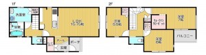 静岡市駿河区敷地、新築一戸建ての間取り画像です