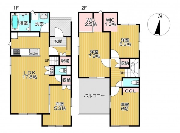 静岡市駿河区高松、新築一戸建ての間取り画像です
