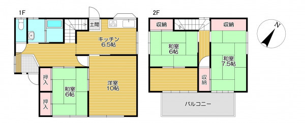 静岡市清水区草薙、中古一戸建ての間取り画像です