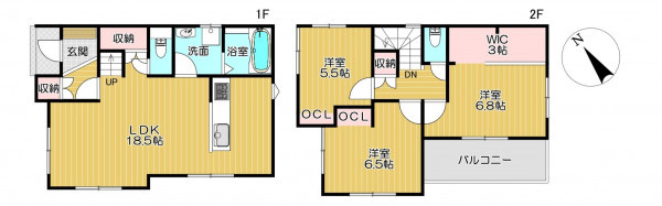 静岡市清水区横砂本町、新築一戸建ての間取り画像です