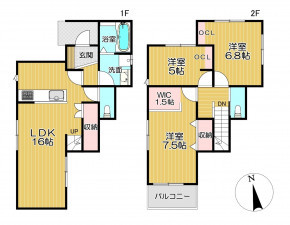 静岡市駿河区池田、新築一戸建ての間取り画像です
