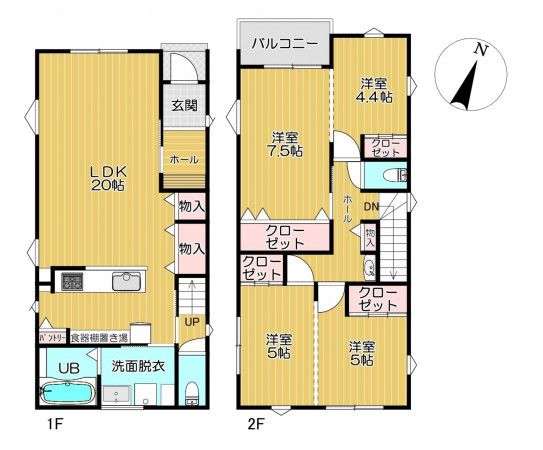 静岡市駿河区大坪町、新築一戸建ての間取り画像です
